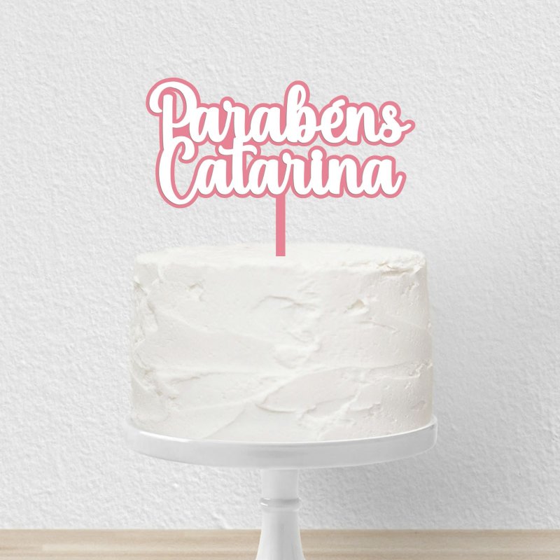 Topo de Bolo Personalizado Acrílico Cor Pastel - 2 Palavras