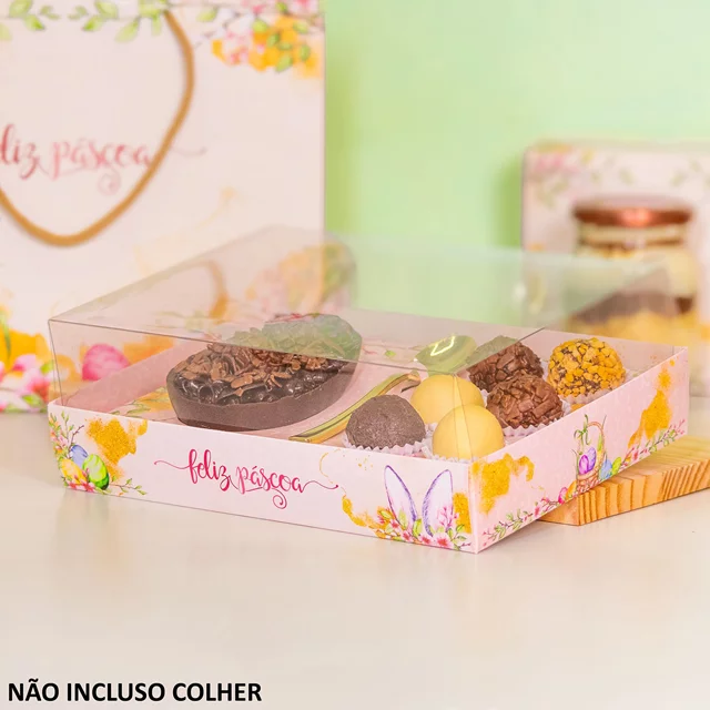 10 Caixas com Tampa para 1 Ovo e 6 Doces - Garden