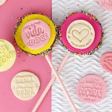 Kit Carimbos Frases Doces 5cm Kit Carimbos Frases Doces 5cm