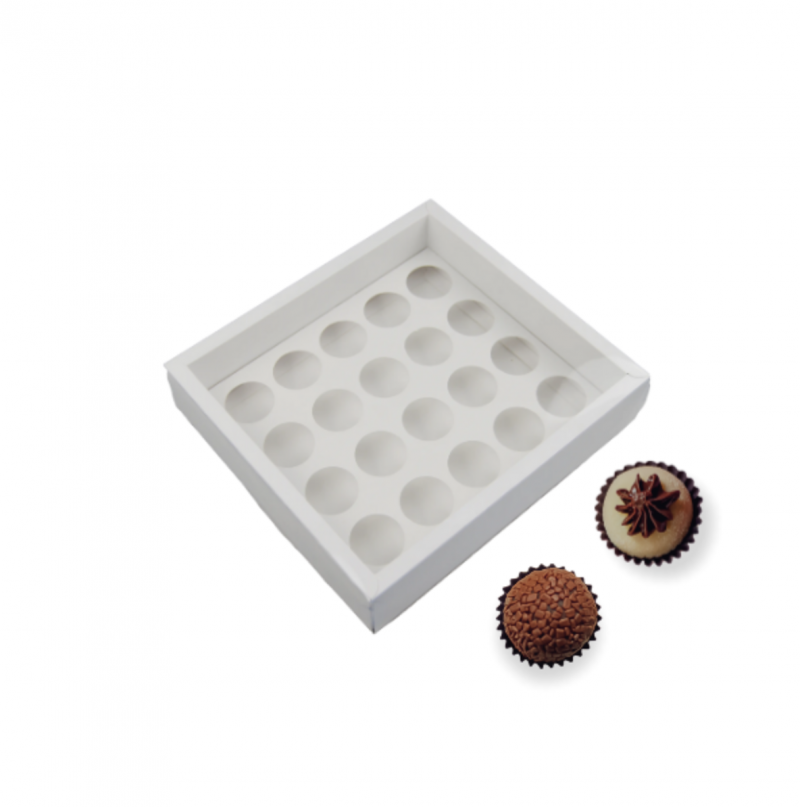 Caixa Branca com Tampa para 20 Brigadeiros Caixa Branca com Tampa para 20 Brigadeiros