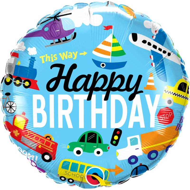 Balão Happy Birthday Transportes