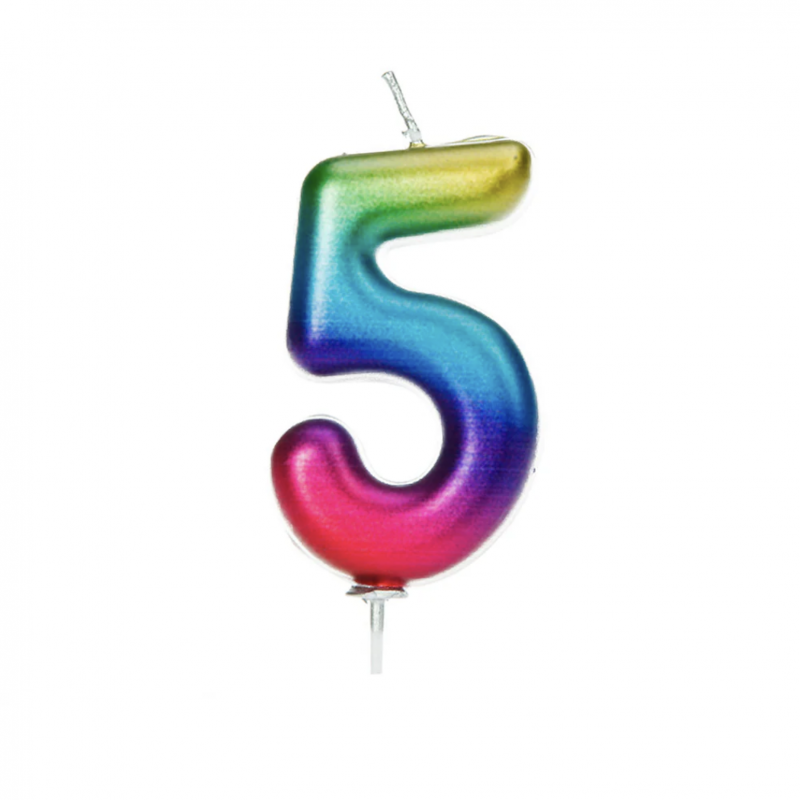 Vela Metalizada Colorida Número 5