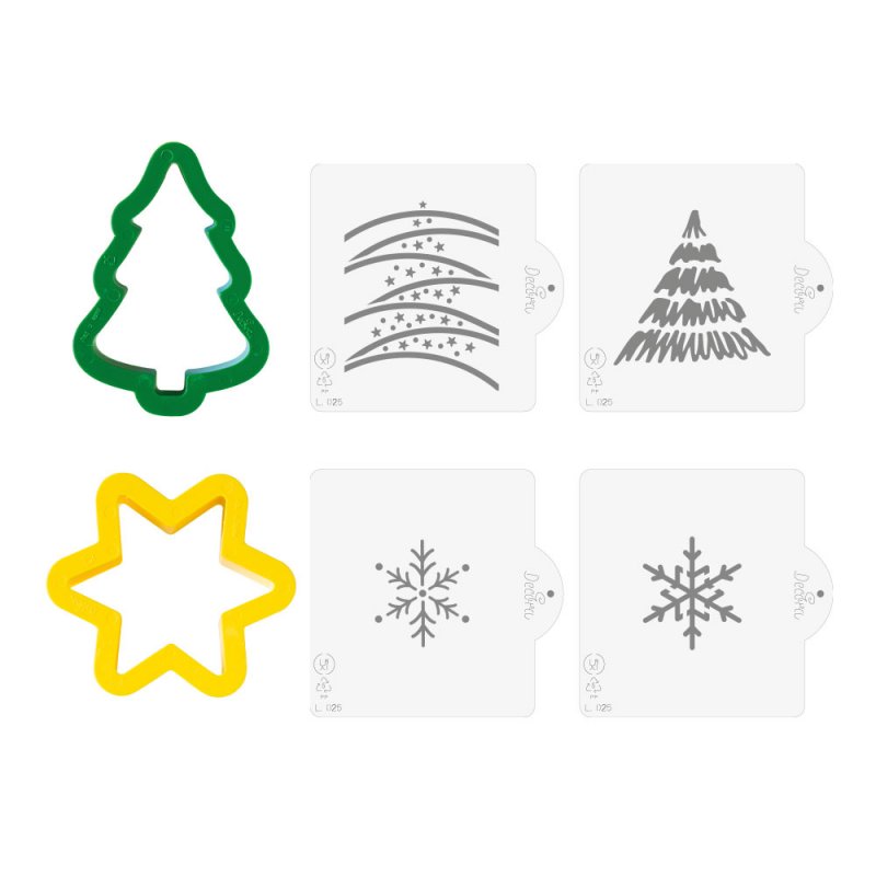 Kit 2 Cortadores e 4 Stencils de Natal