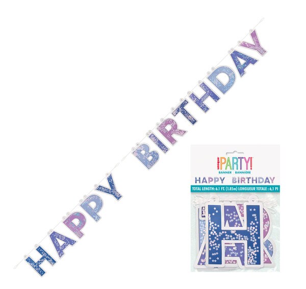 Faixa Happy Birthday com Confetti