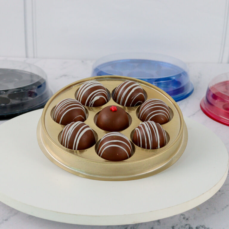 10 Caixas Redondas para 8 Bombons - Dourado