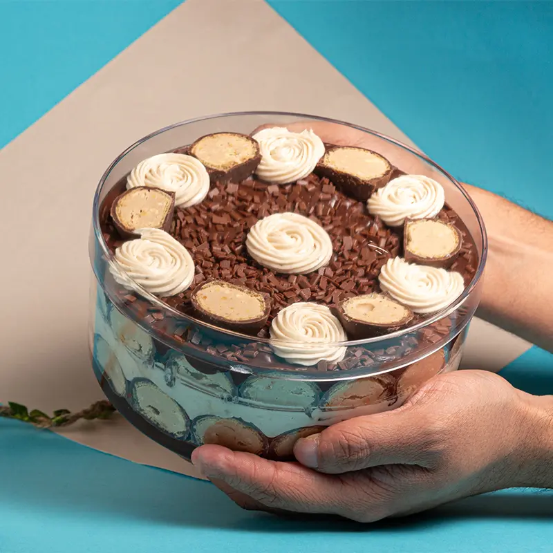 Cake Box Cristal Redonda com Tampa - 500ml