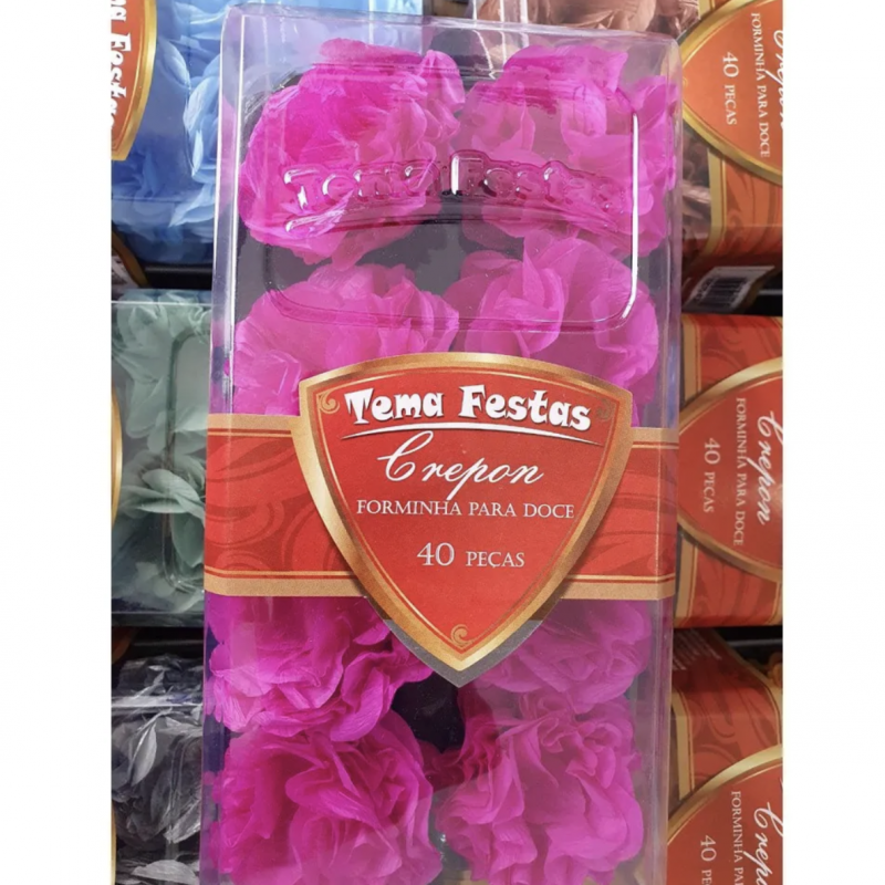40 Forminhas Flor Crepom Rosa