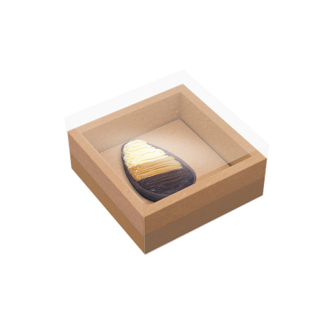 Caixa Ovo de Colher com Moldura Ajustável 100/150g Kraft - Páscoa Essencial - 5 unidades