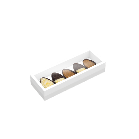 Caixa Degustação com Moldura 5x50g Branco - Páscoa Essencial - 5 unidades