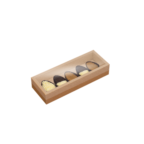 Caixa Degustação com Moldura 5x50g Kraft - Páscoa Essencial - 5 unidades
