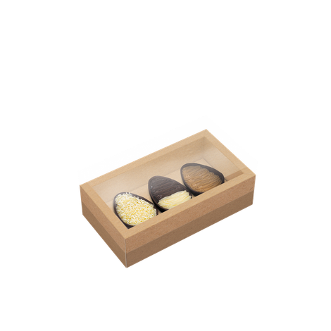 Caixa Degustação com Moldura 3x100g Kraft - Páscoa Essencial - 5 unidades