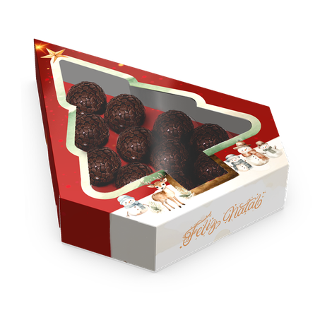 Caixa para 12 Doces com Visor Árvore - Natal Encantado - 5 unidades