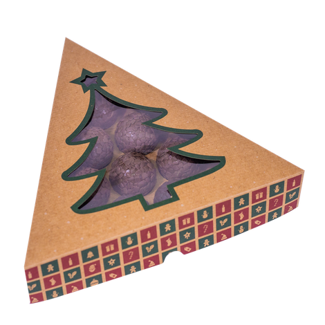 Caixa para 10 Doces com Visor Árvore - Natal Kraft - 5 unidades