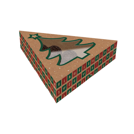 Caixa para 6 Doces com Visor Árvore - Natal Kraft - 5 unidades
