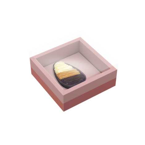 Caixa Ovo de Colher com Moldura Ajustável 100/150g Rose - Páscoa Essencial - 5 unidades