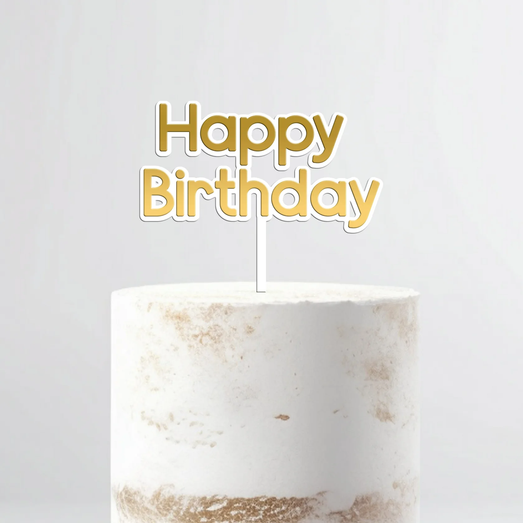 Topo de Bolo Acrílico Happy Birthday Espelhado e Mate