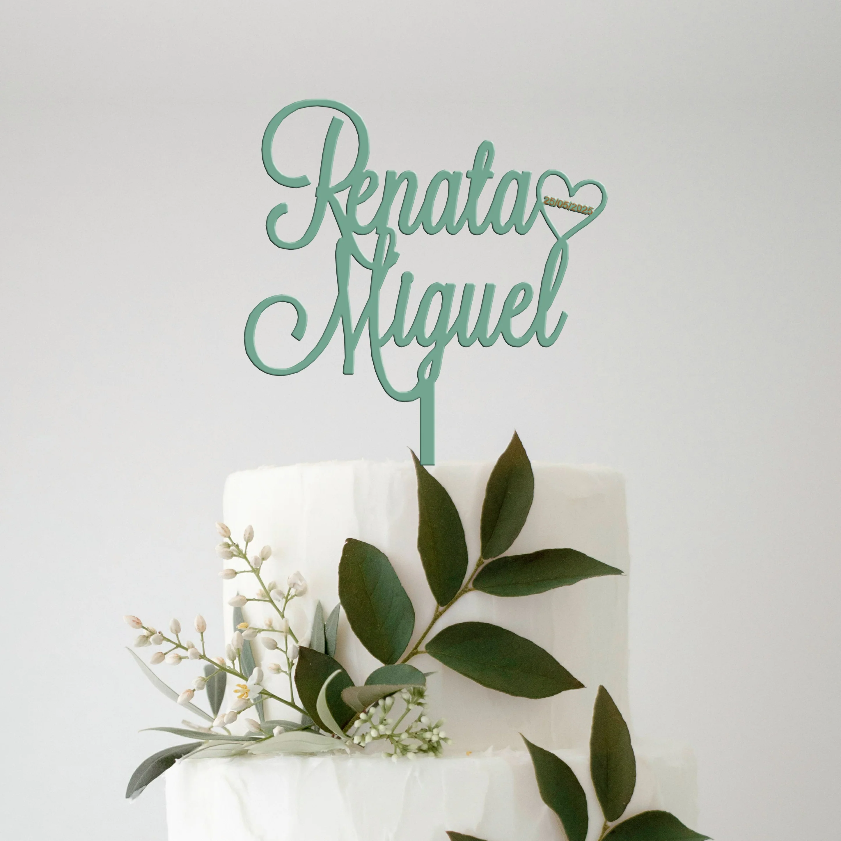 Topo de Bolo MDF Personalizável - 2 Nomes e Data Topo de Bolo MDF Personalizável - 2 Nomes e Data