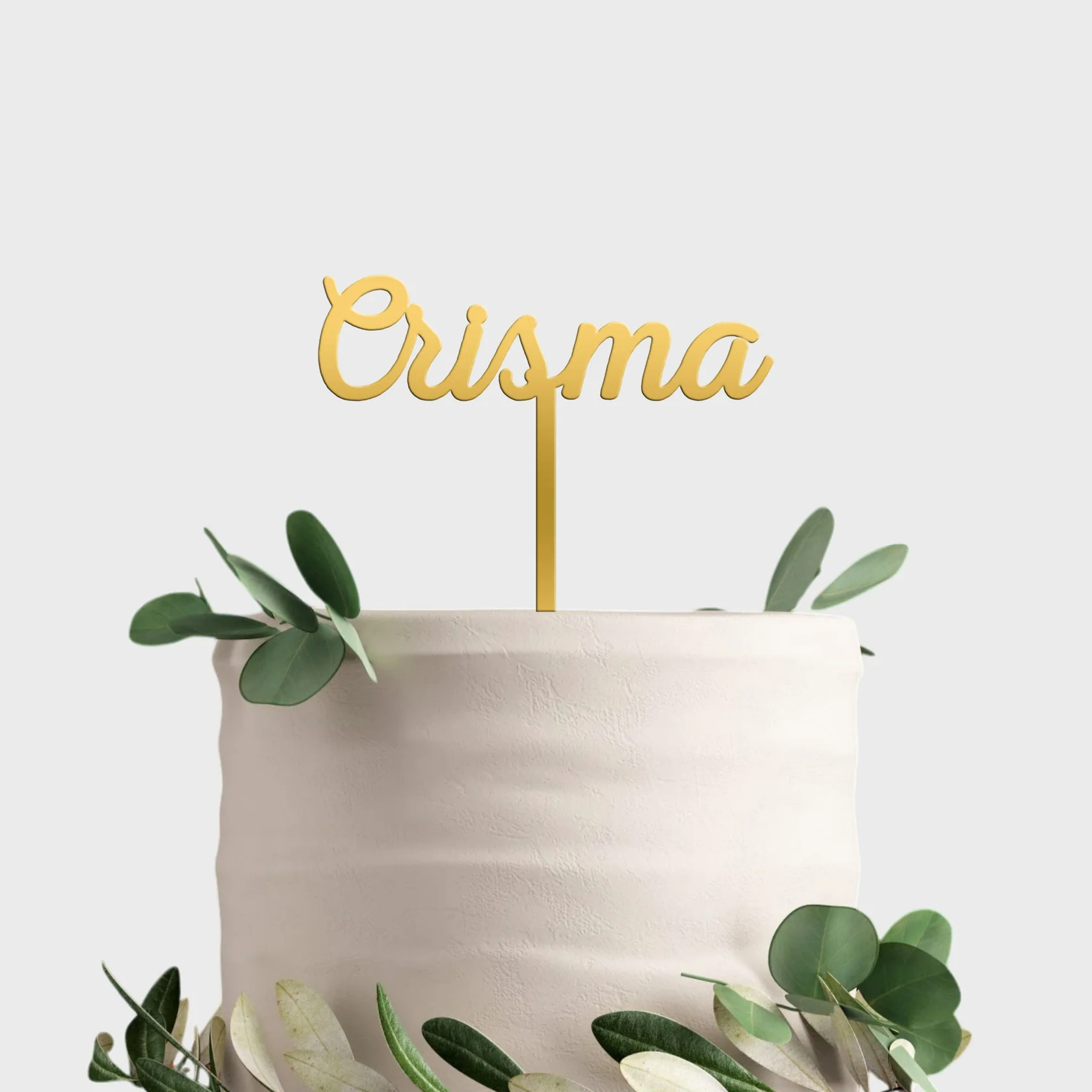 Topo de Bolo Crisma Acrílico Espelhado