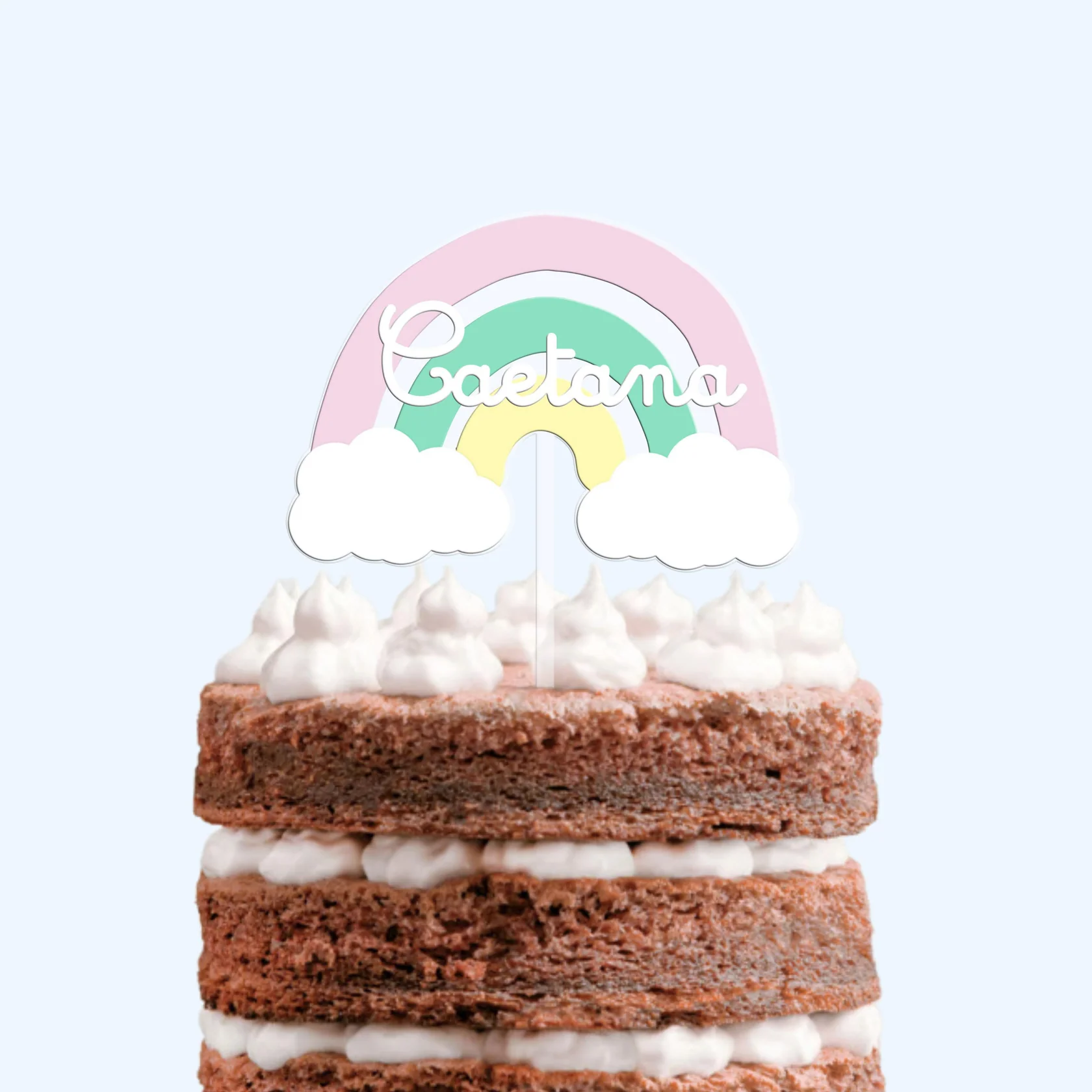 Topo de Bolo Personalizado Arco-Íris Acrílico