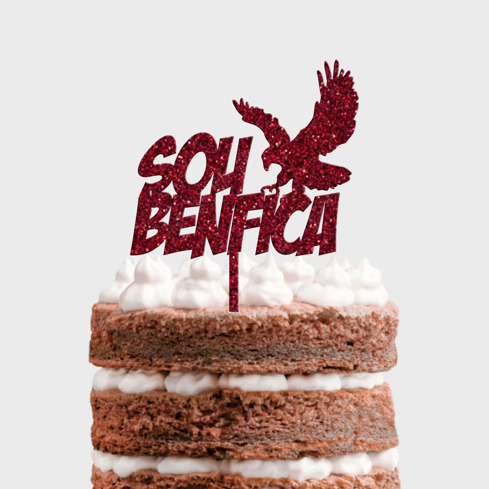 Topo de Bolo Sou Benfica Acrílico Glitter