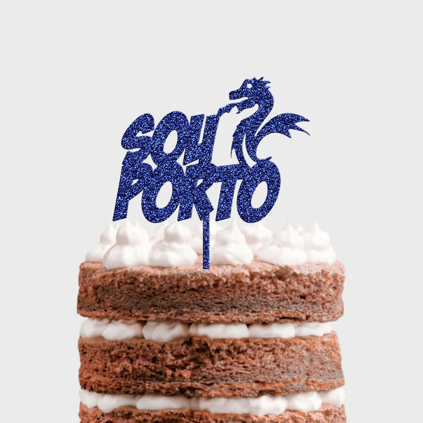 Topo de Bolo Sou Porto Acrílico Glitter
