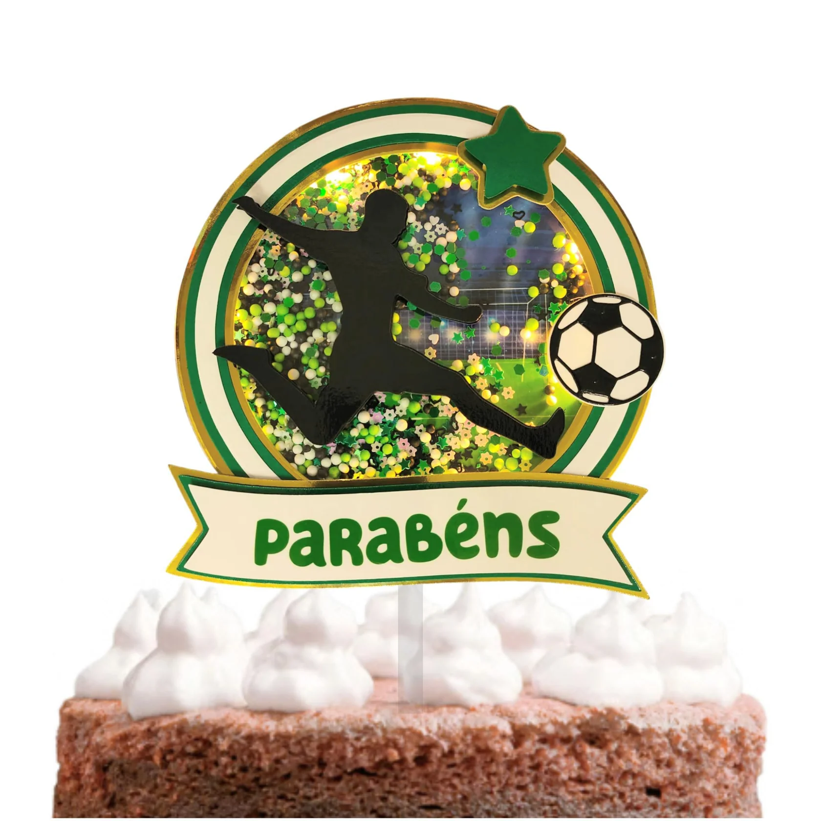 Topo de Bolo Shaker c/ Luz Futebol