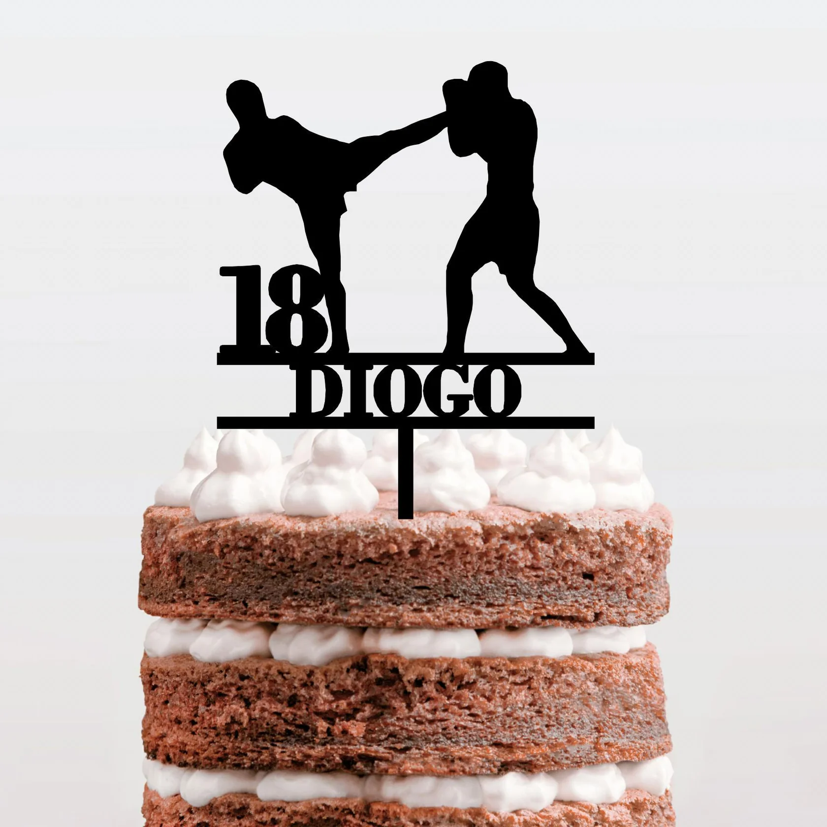 Topo de Bolo Acrílico Personalizável Kickboxing