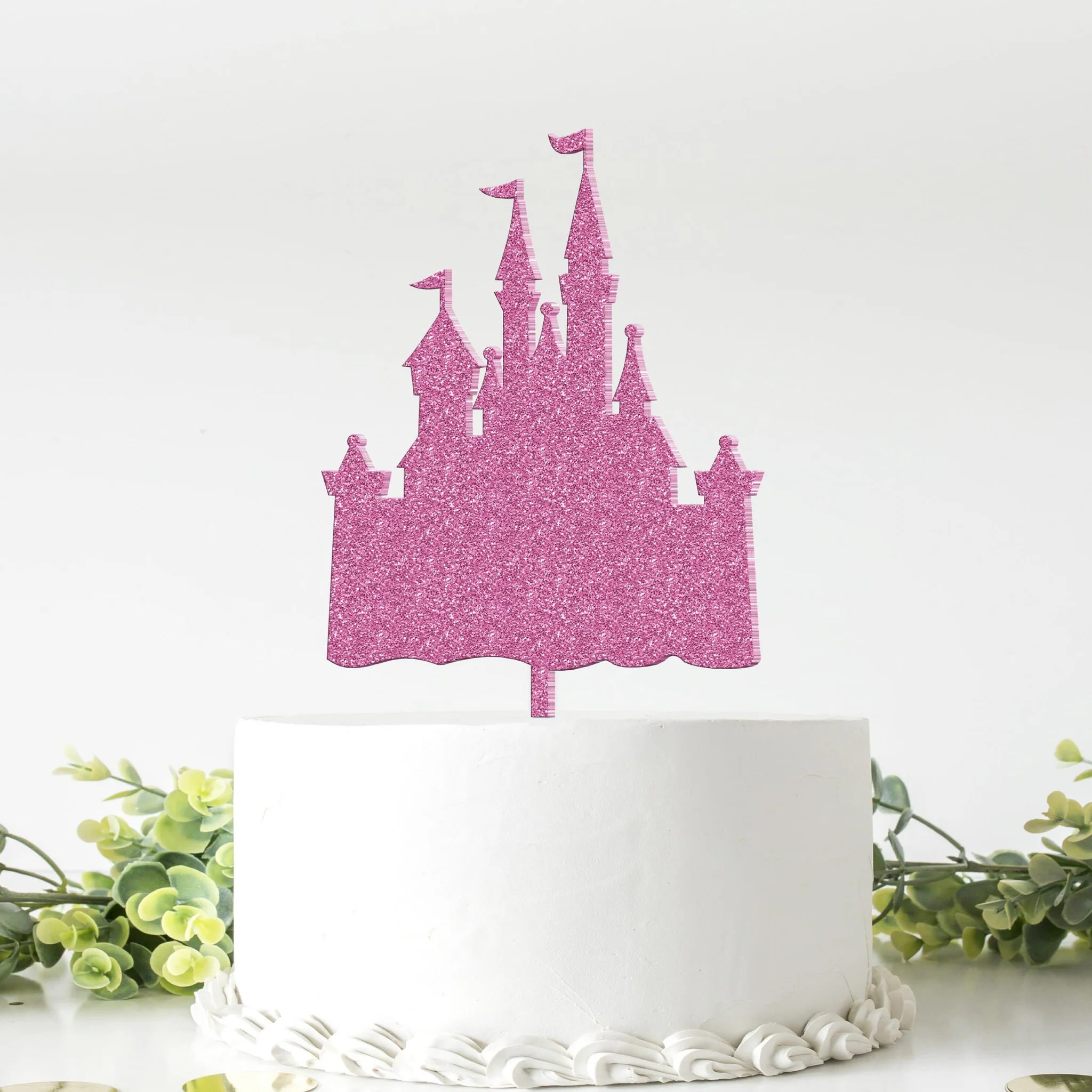Topo de Bolo Acrílico Pastel ou Glitter Castelo
