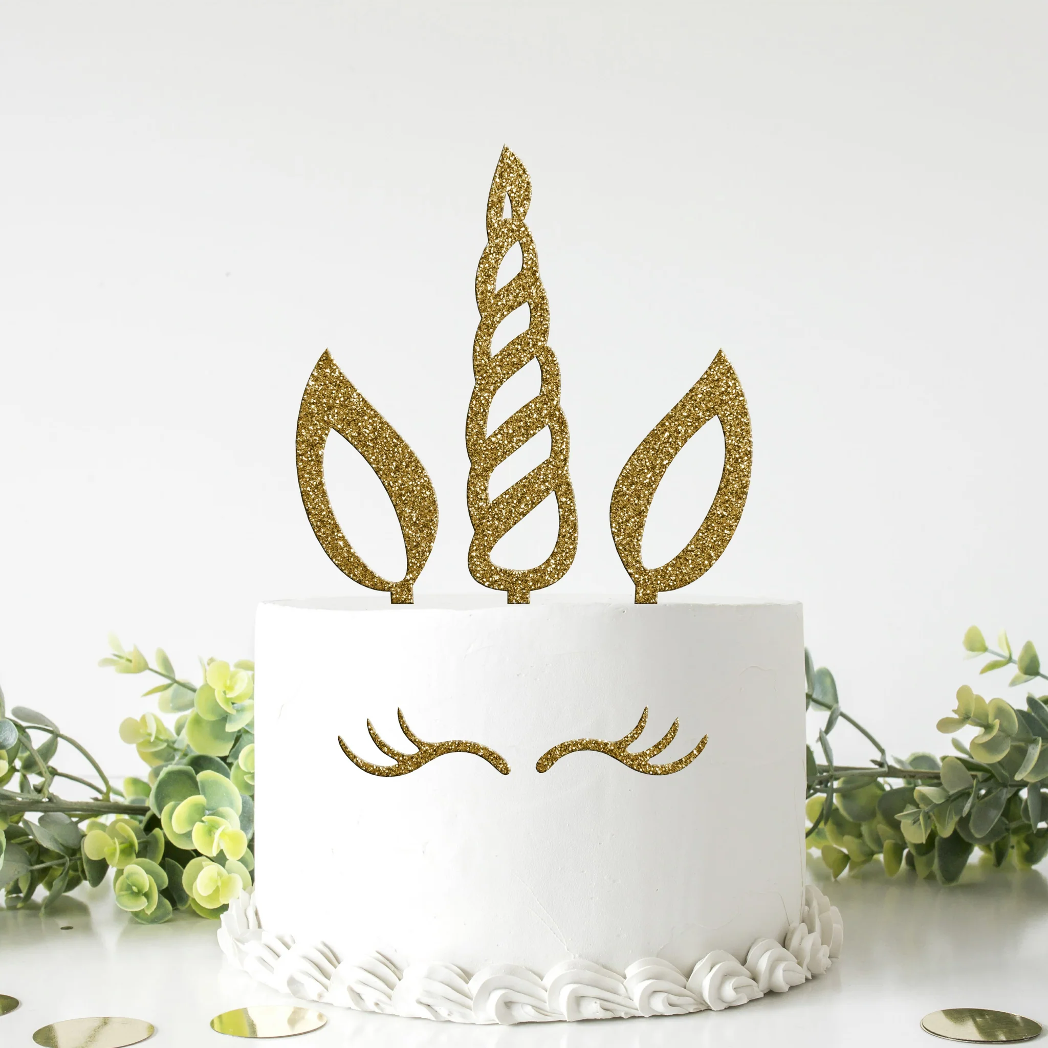 Topo de Bolo Acrílico Pastel ou Glitter Unicórnio