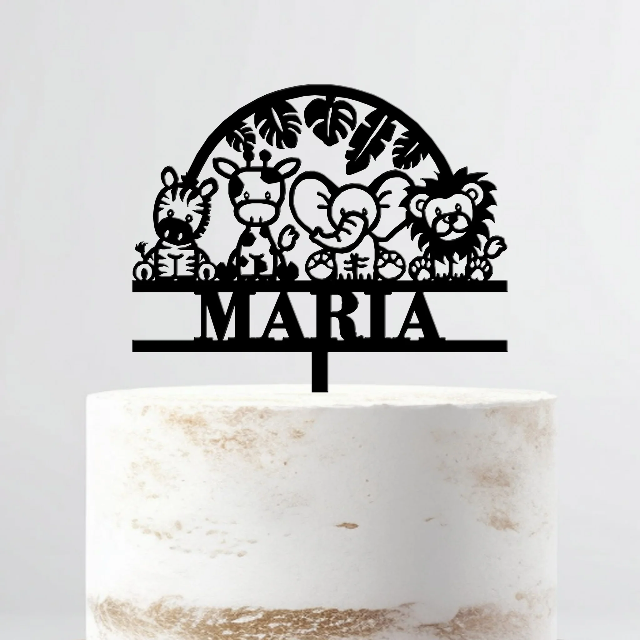 Topo de Bolo Acrílico Personalizável Animais da Selva 1