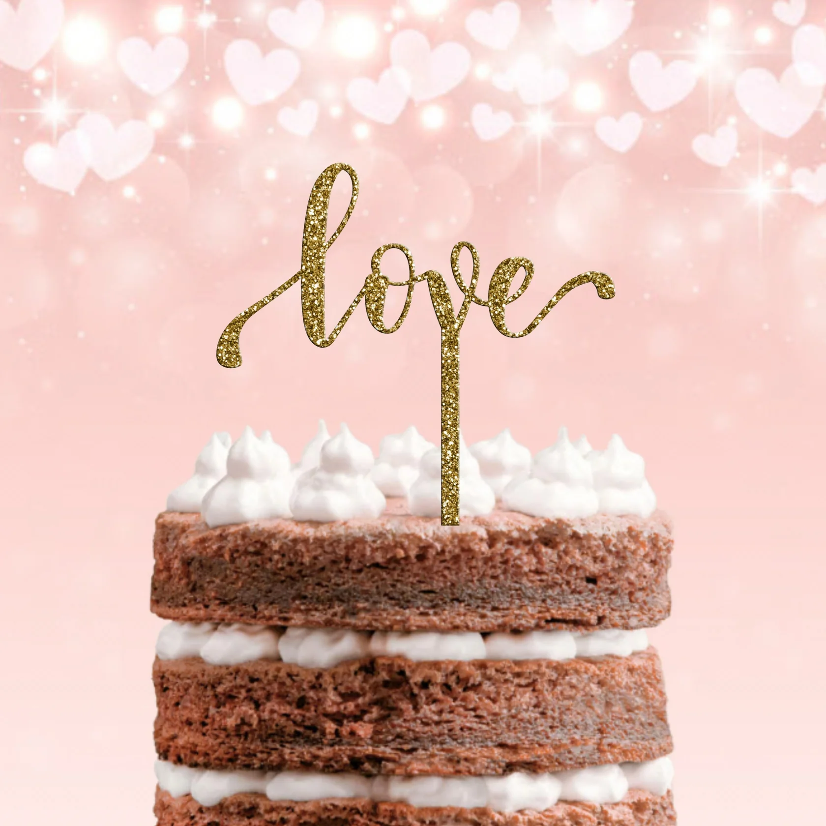 Topo de Bolo Acrílico Pastel ou Glitter Love 1