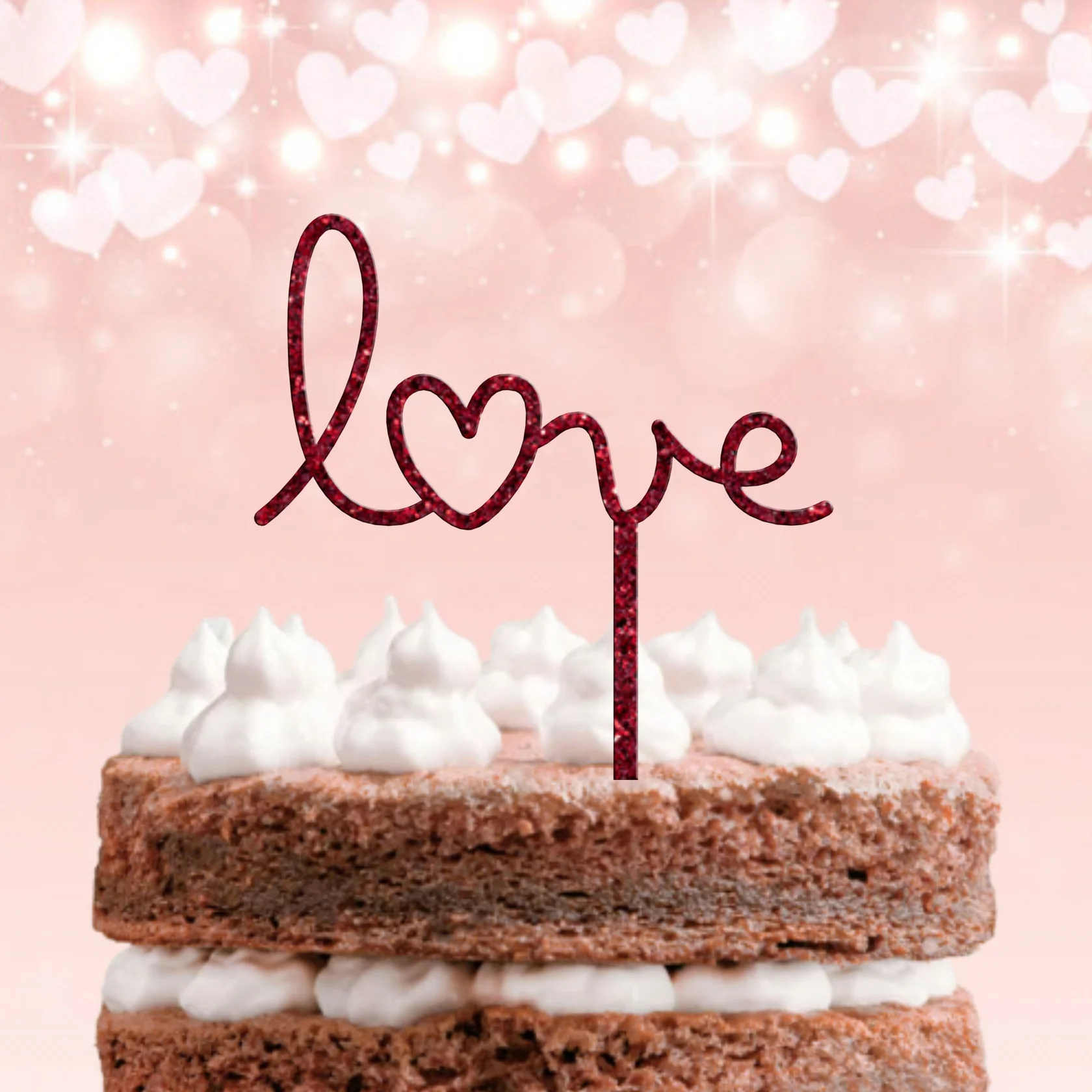 Topo de Bolo Acrílico Pastel ou Glitter Love 2