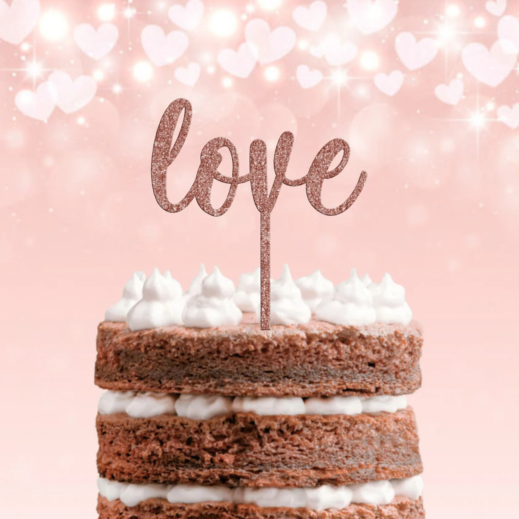 Topo de Bolo Acrílico Pastel ou Glitter Love 3