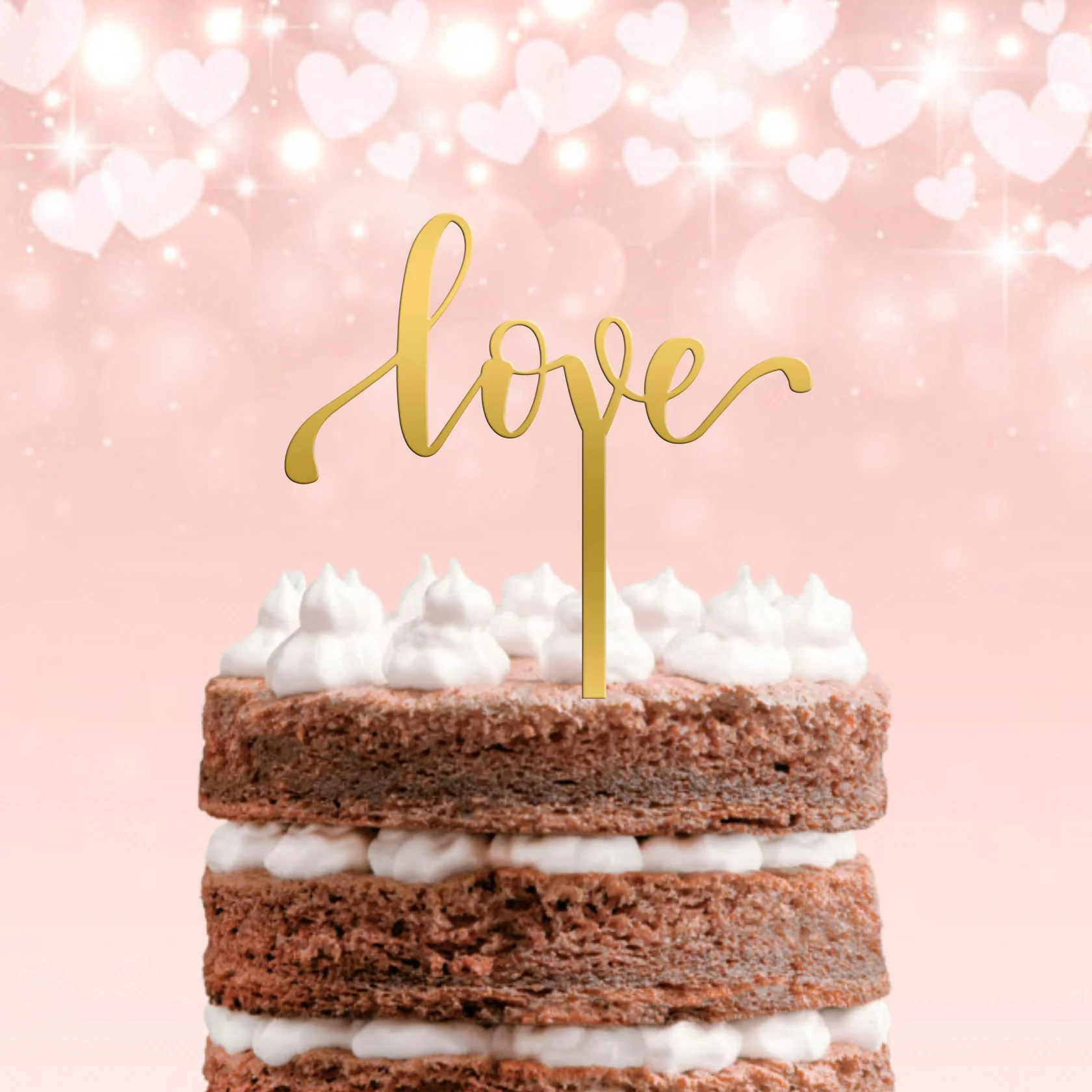 Topo de Bolo Acrílico Espelhado ou Mate Love 1