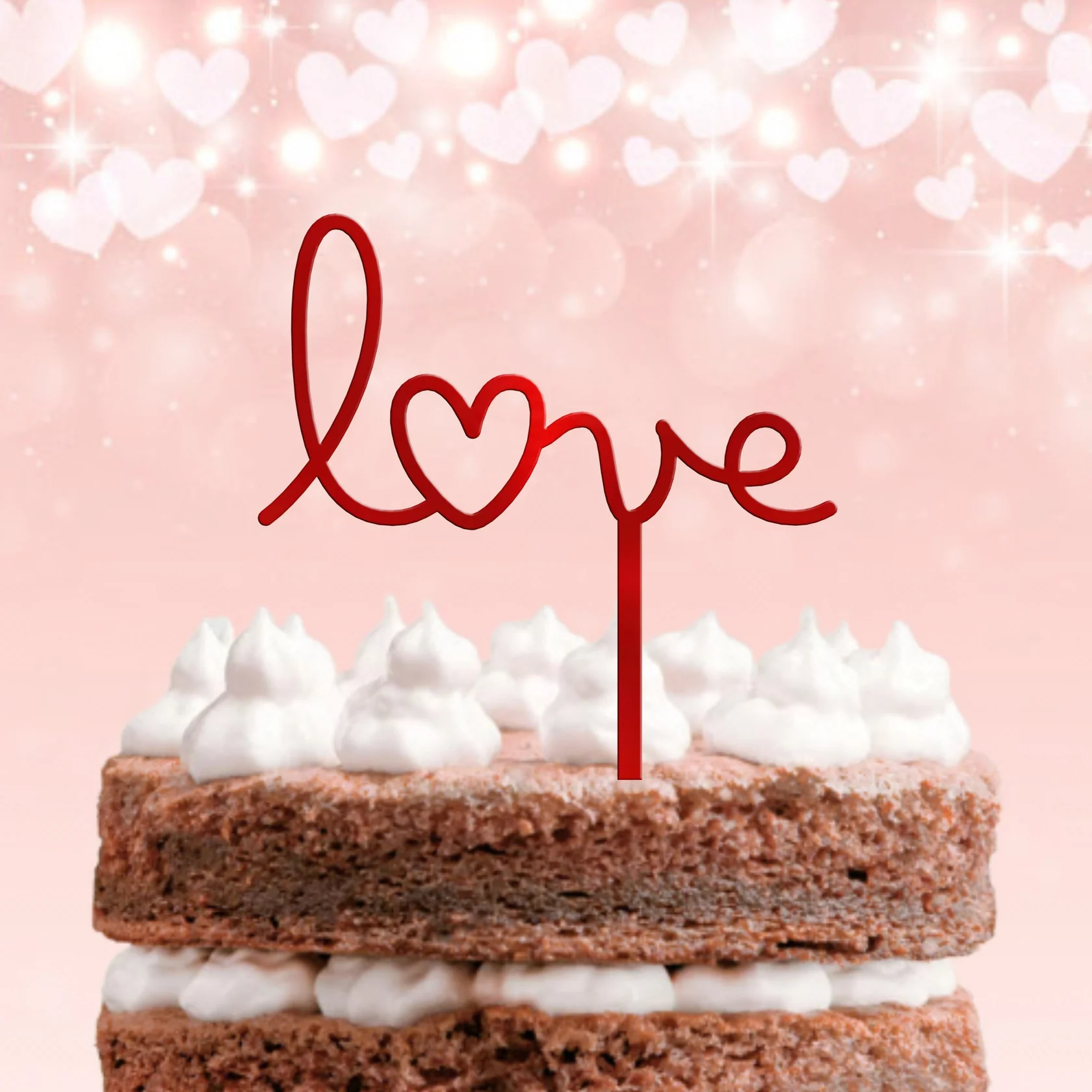 Topo de Bolo Acrílico Espelhado ou Mate Love 2