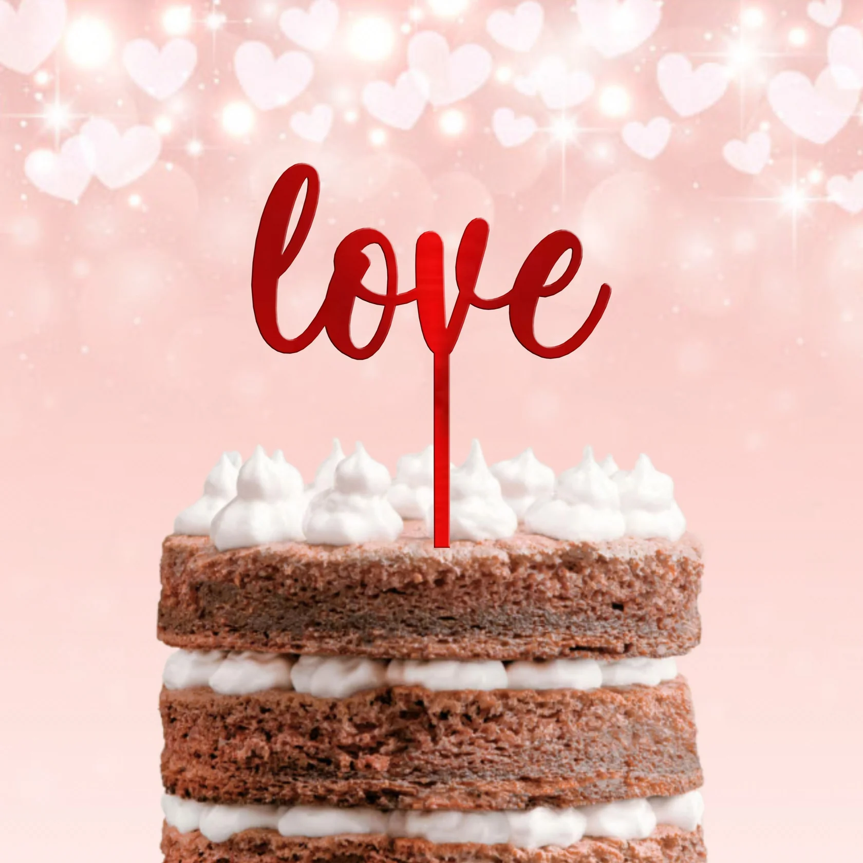 Topo de Bolo Acrílico Espelhado ou Mate Love 3