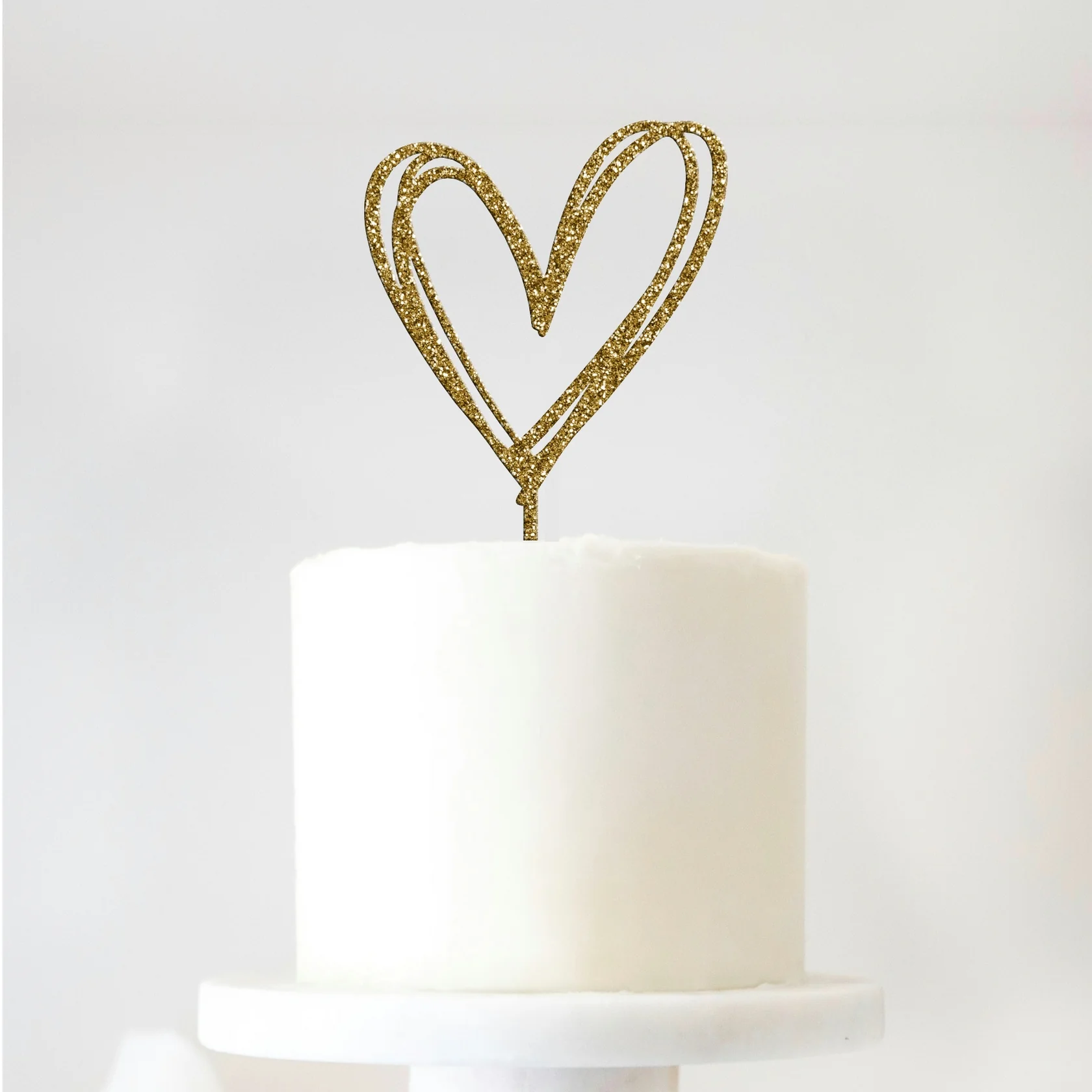 Topo de Bolo Acrílico Pastel ou Glitter Coração