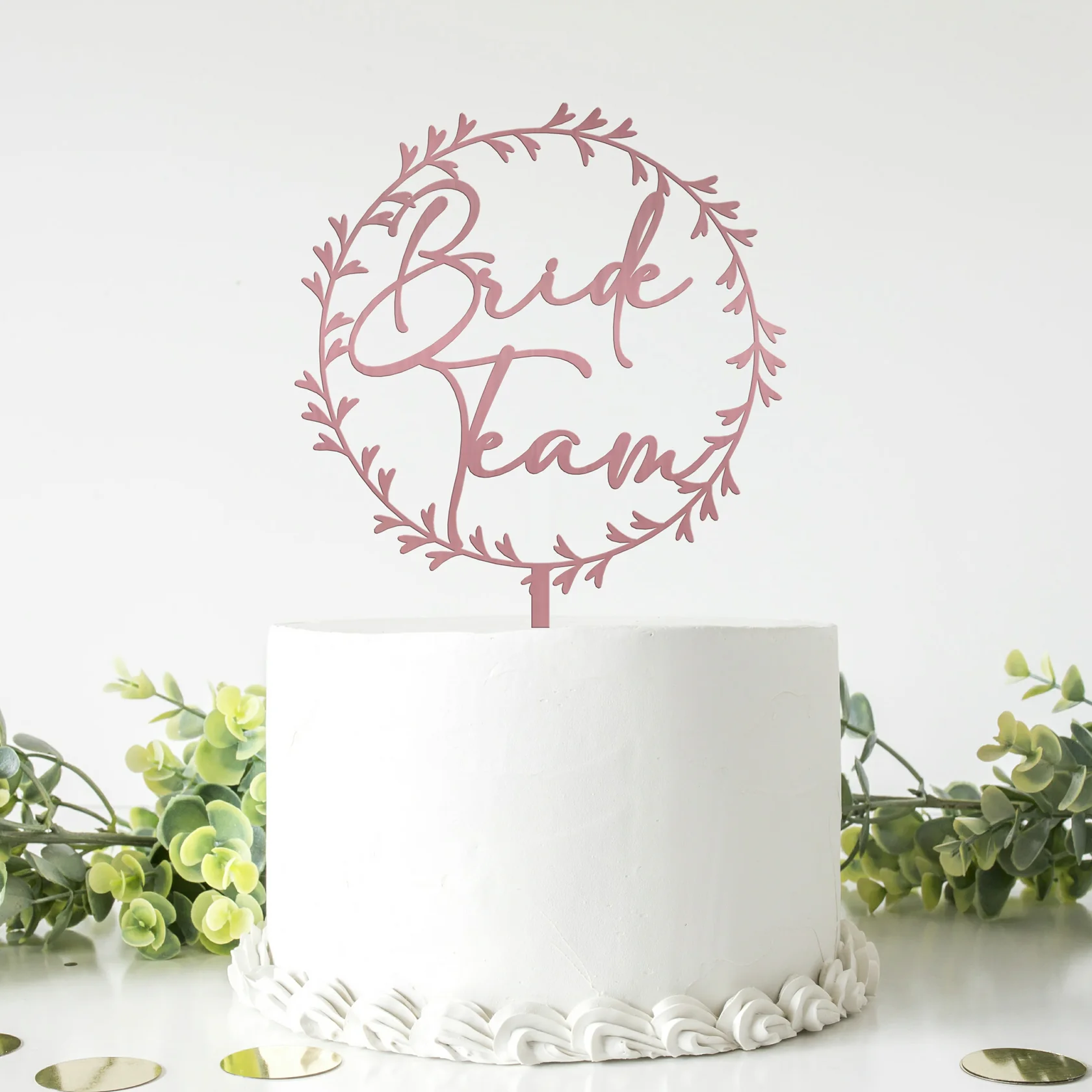 Topo de Bolo Acrílico Espelhado ou Mate Bride Team