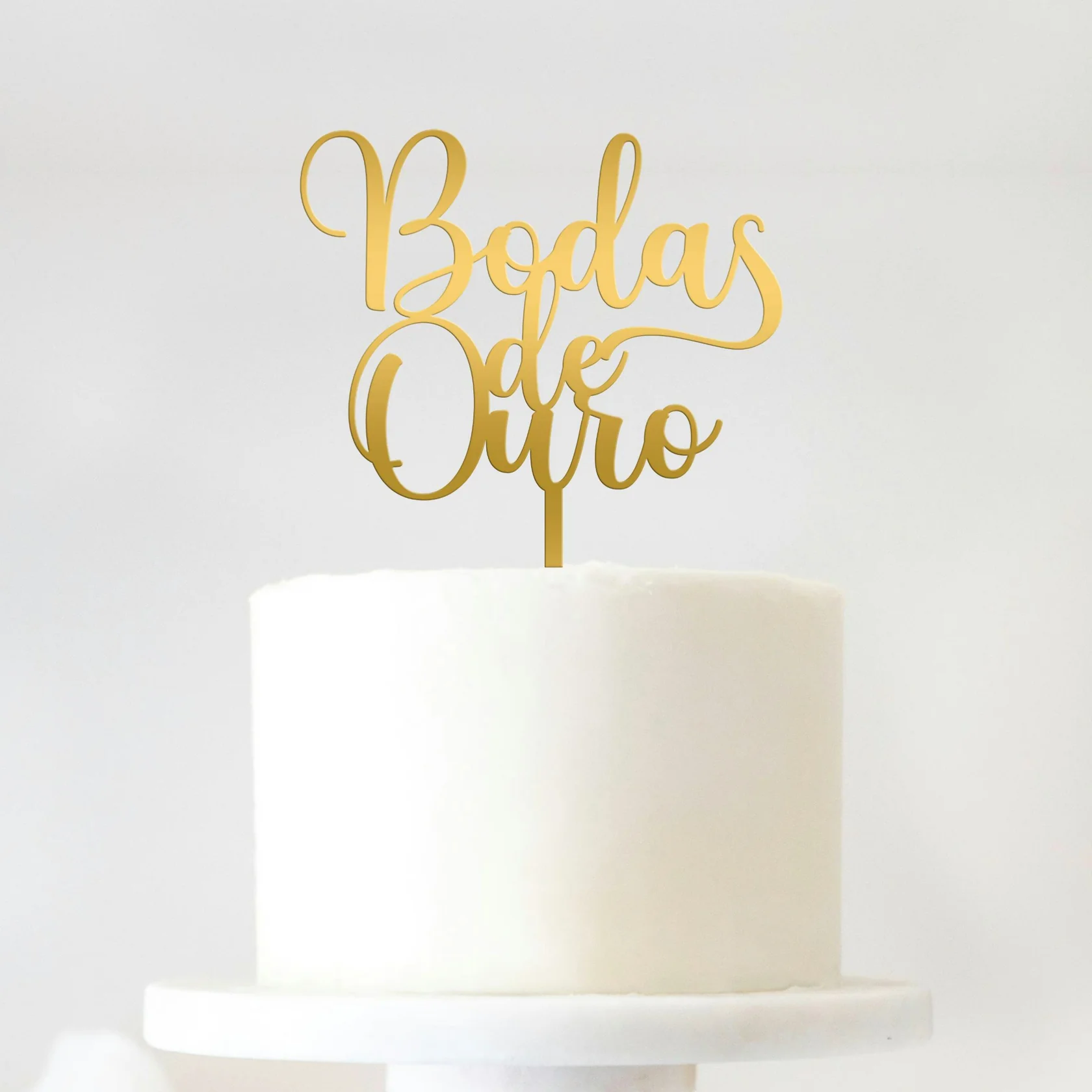 Topo de Bolo Acrílico Espelhado Bodas de Ouro