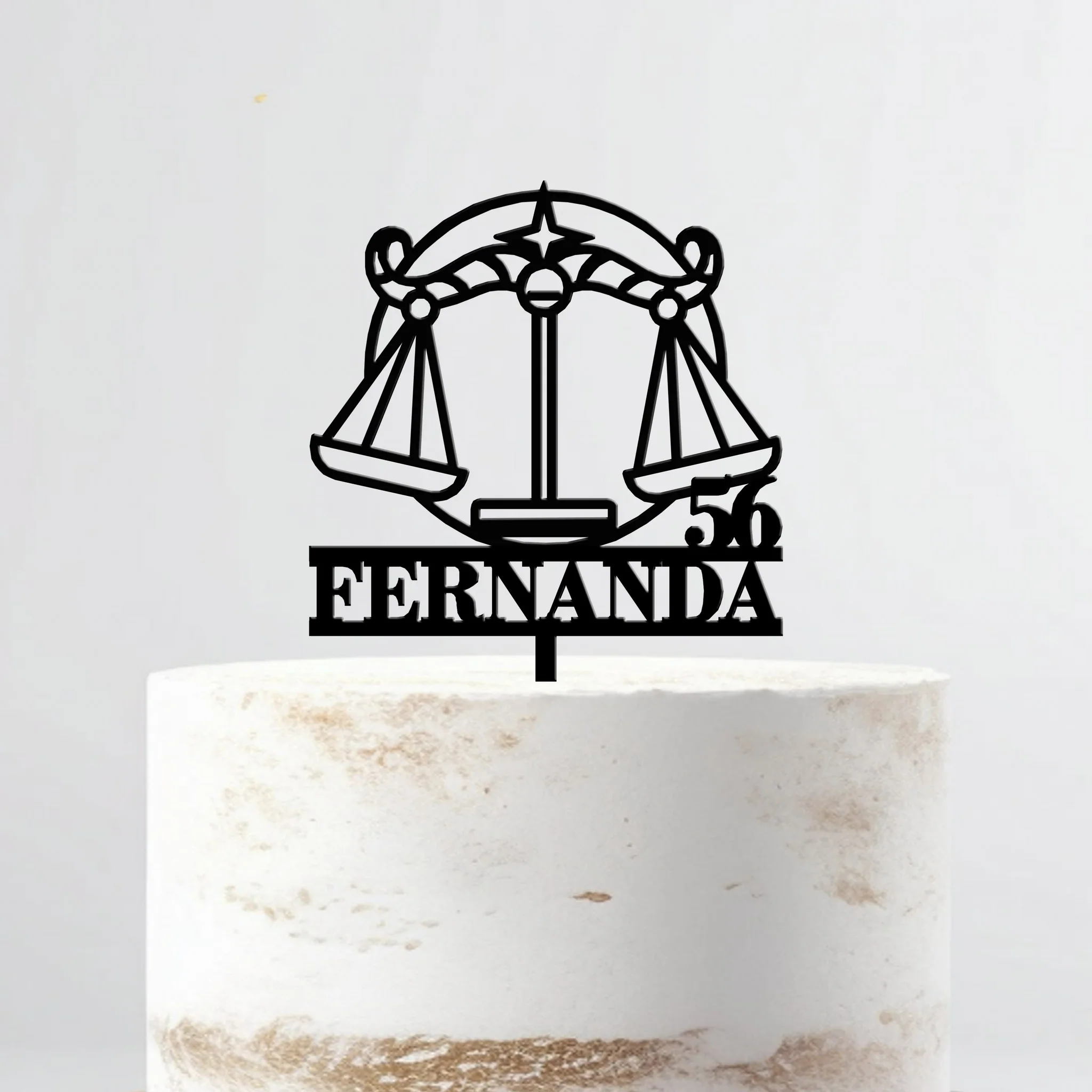 Topo De Bolo Acrílico Personalizável Signo Balança