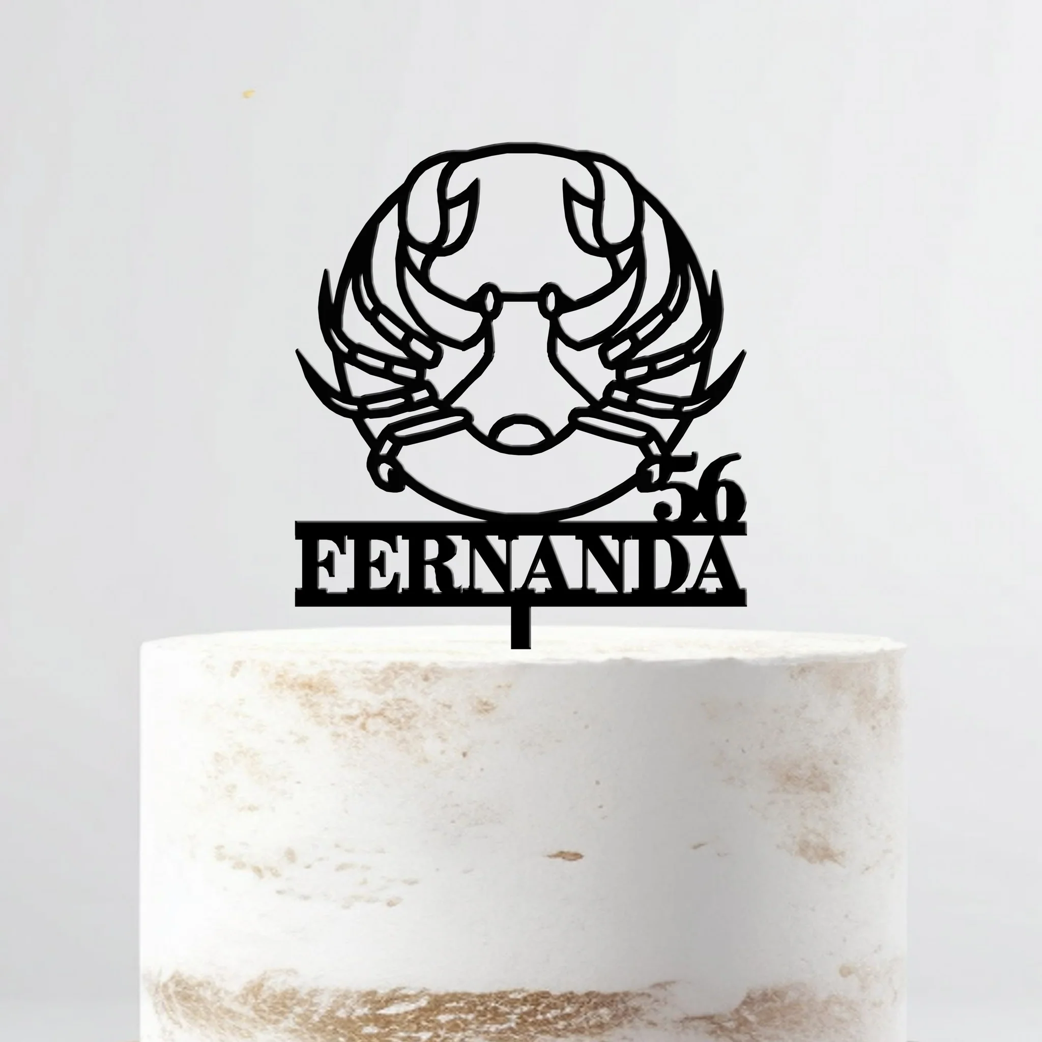 Topo De Bolo Acrílico Personalizável Signo Caranguejo