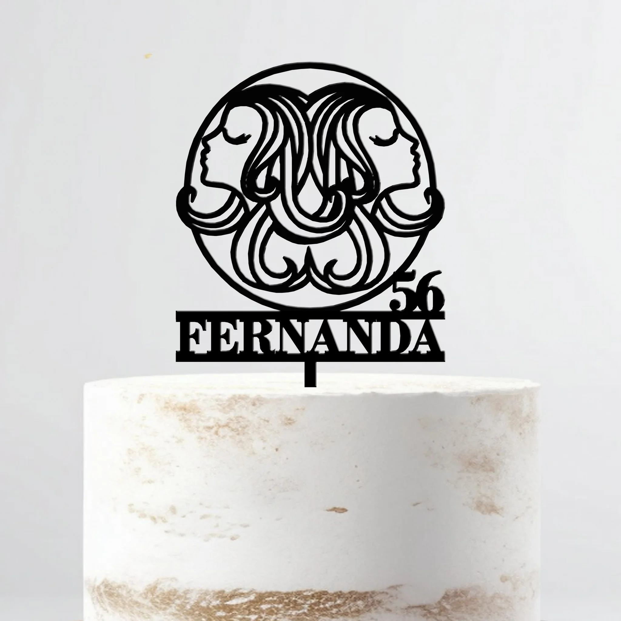 Topo De Bolo Acrílico Personalizável Signo Gémeos