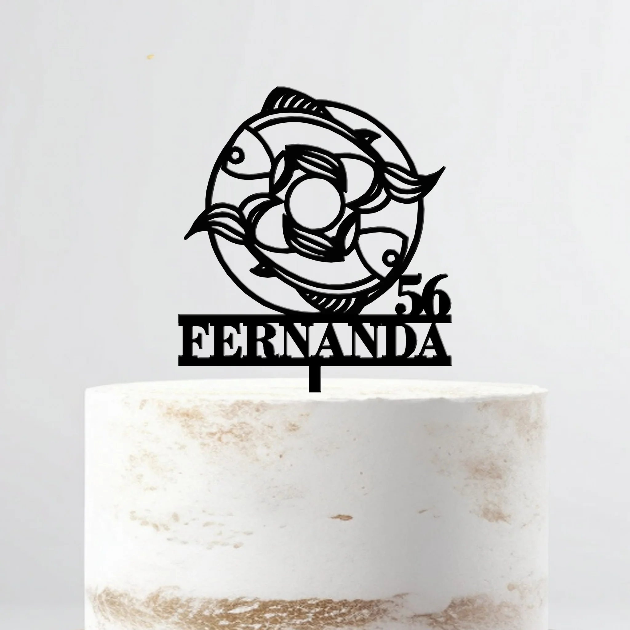 Topo De Bolo Acrílico Personalizável Signo Peixes
