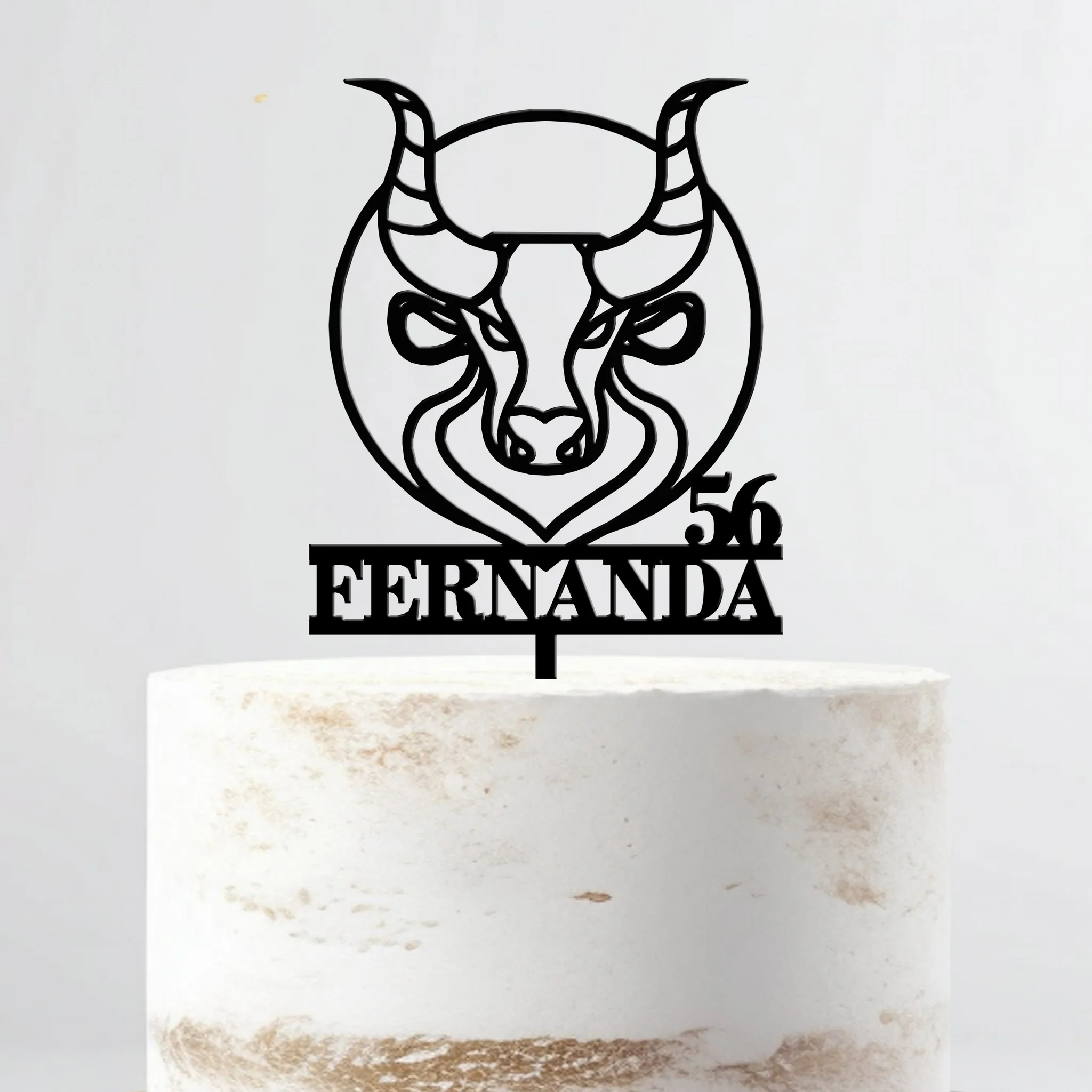 Topo De Bolo Acrílico Personalizável Signo Touro