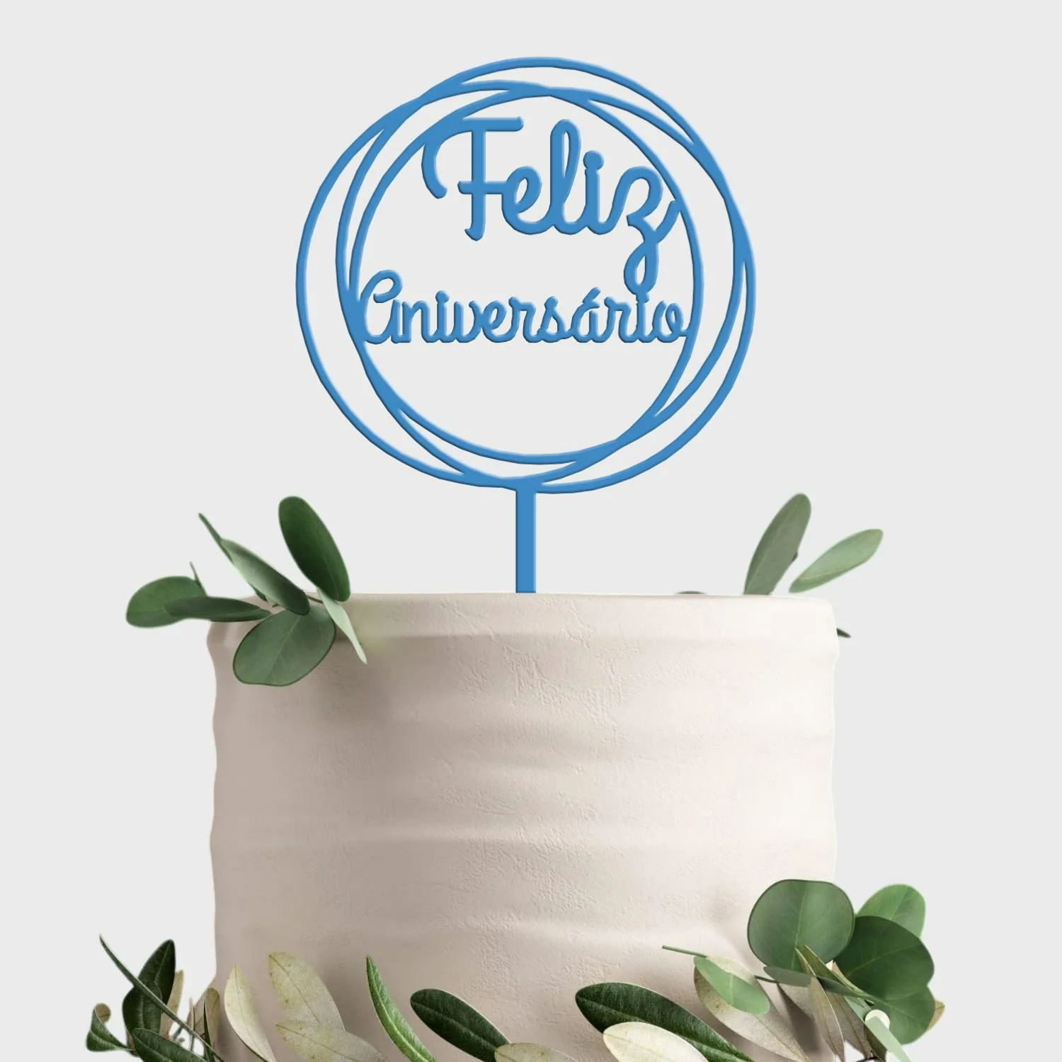 Topo de Bolo MDF Colorido Feliz Aniversário Moldura