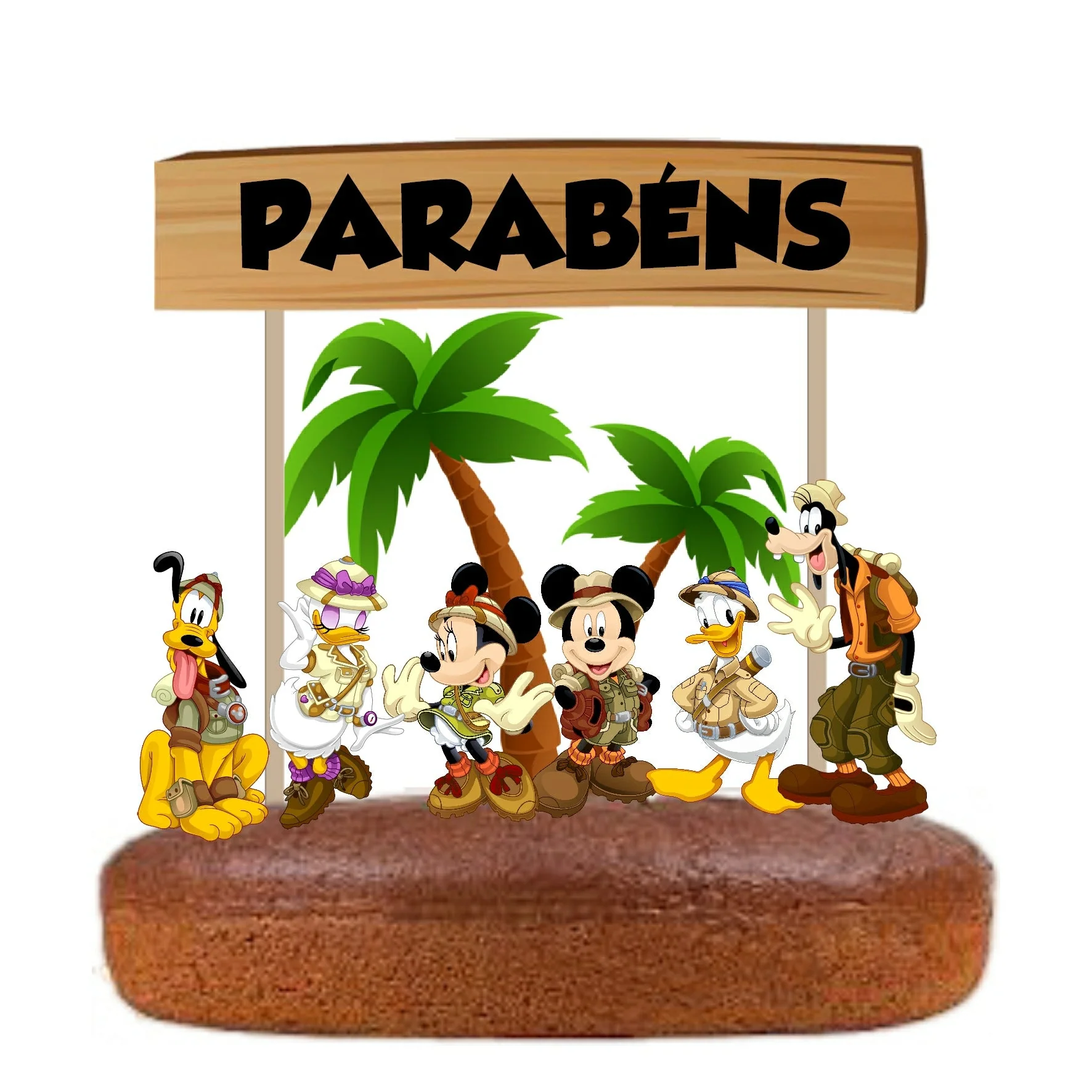 Topo de Bolo Safari do Mickey