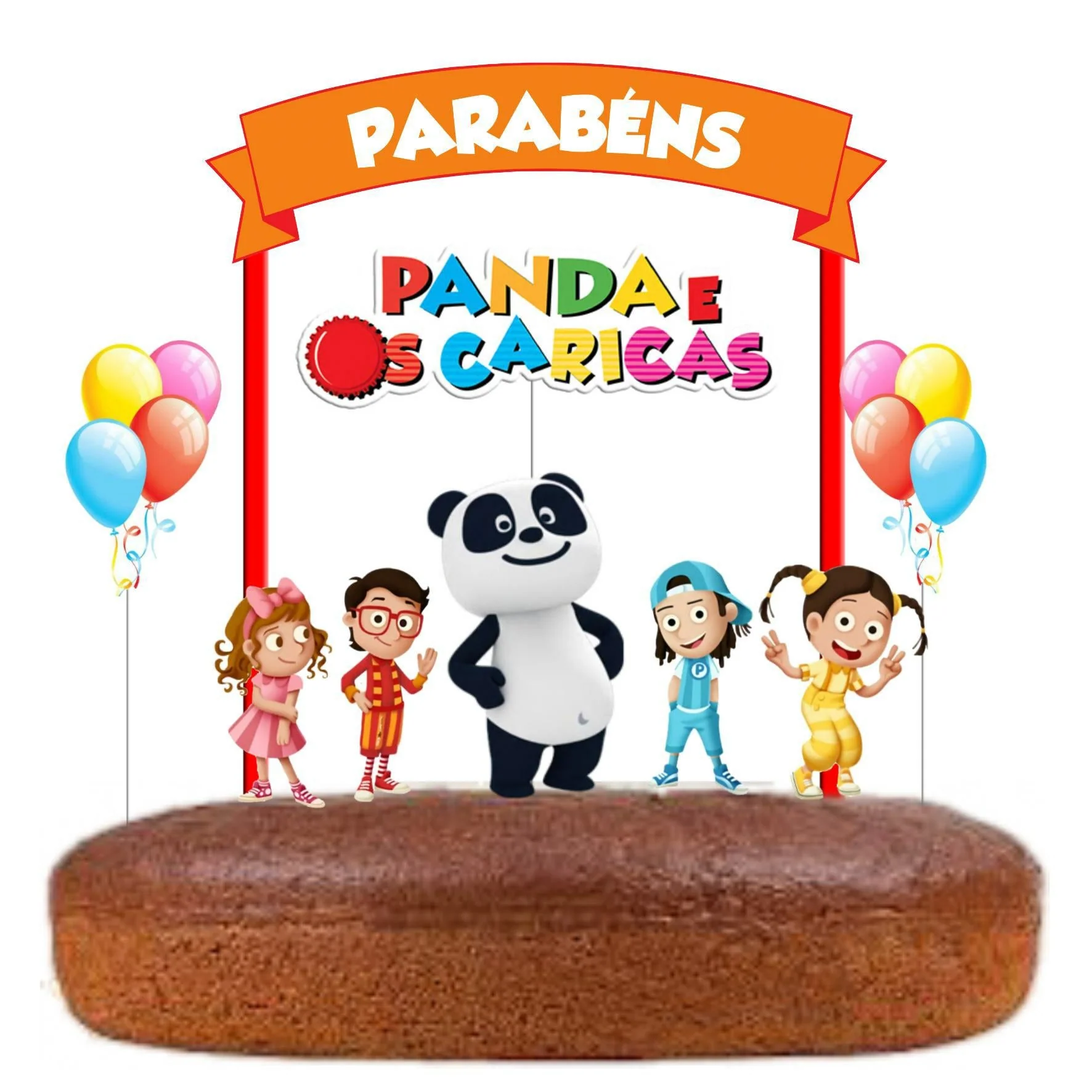 Topo de Bolo Panda e os Caricas