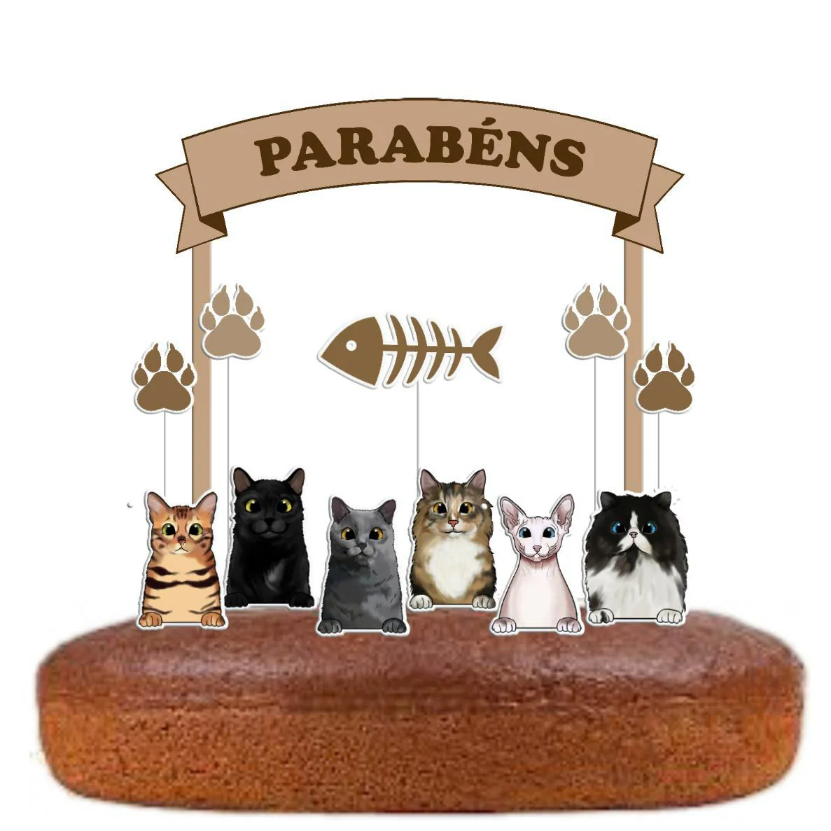 Topo de Bolo Gatos