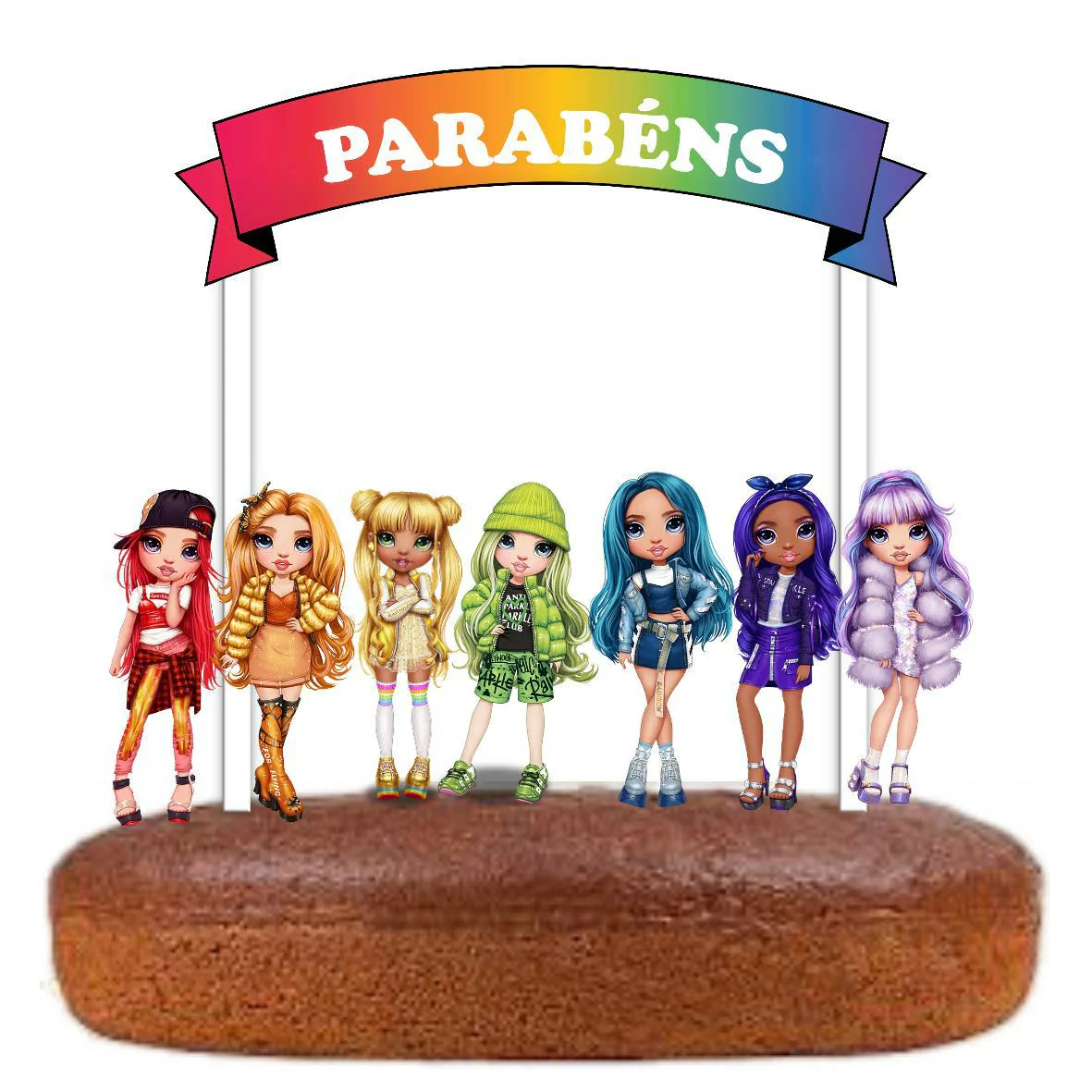 Topo de Bolo Rainbow High