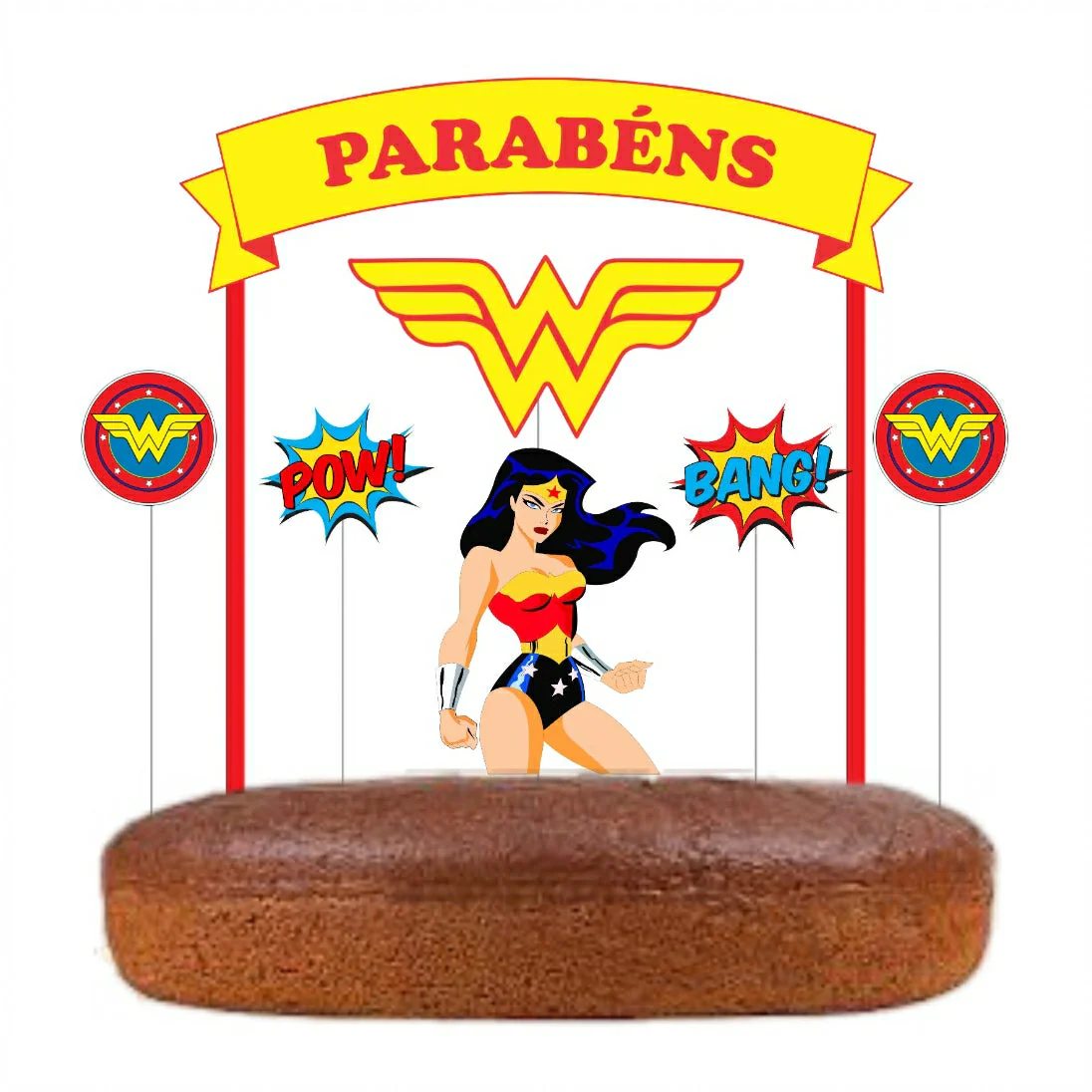 Topo de Bolo Wonder Woman